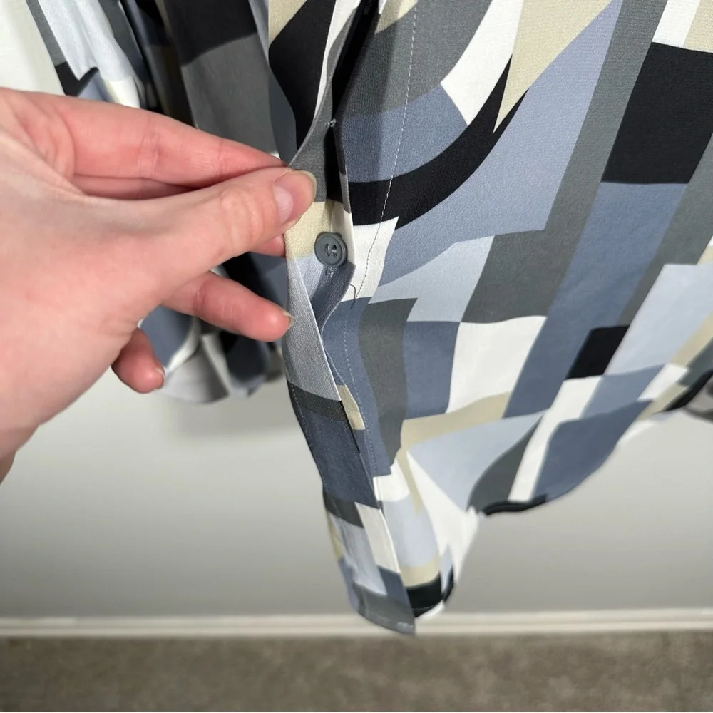 Lafayette 148 New York Scottie Abstract Geometric Blouse Size Small Contemporary - Picture 7 of 14
